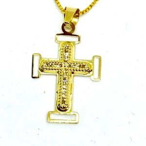 Necklace cross and chain 10k solid gold